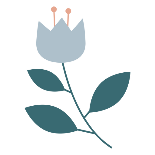 Pastel flower flat gray PNG Design