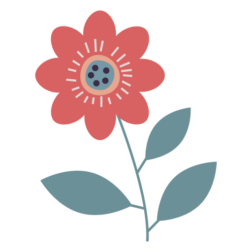 Cute pastel flower flat red PNG Design