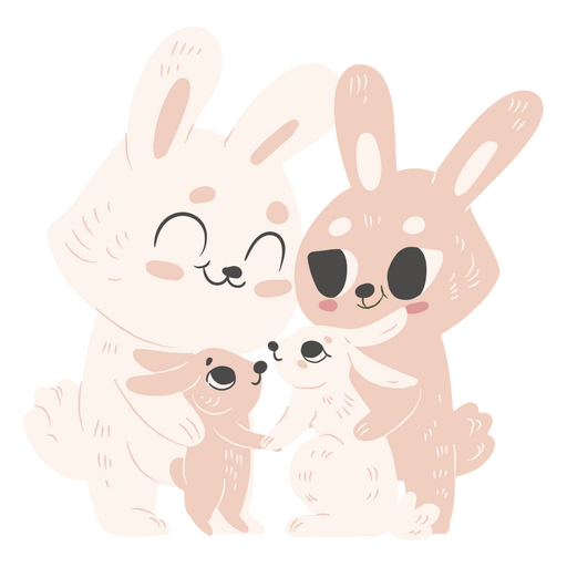Easter bunny family cute characters PNG Design
