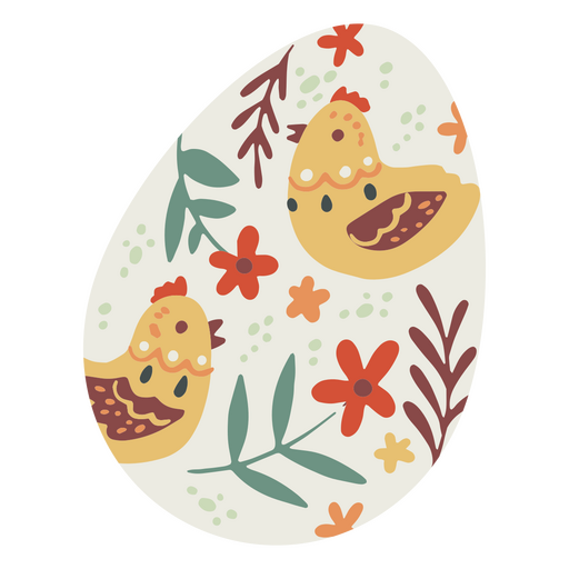 Flache Hühner mit Ostereiern PNG-Design