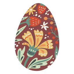 Huevo de Pascua flores planas Diseño PNG