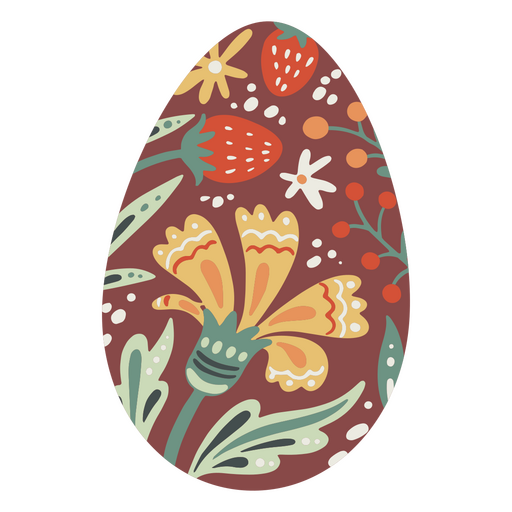 Easter egg flat flowers PNG Design