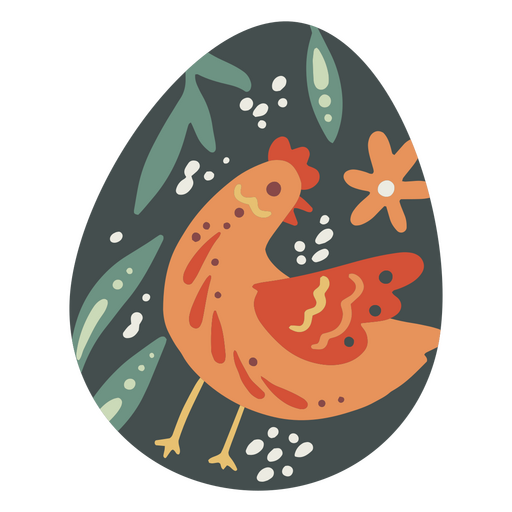 Easter egg flat chicken leaves PNG Design