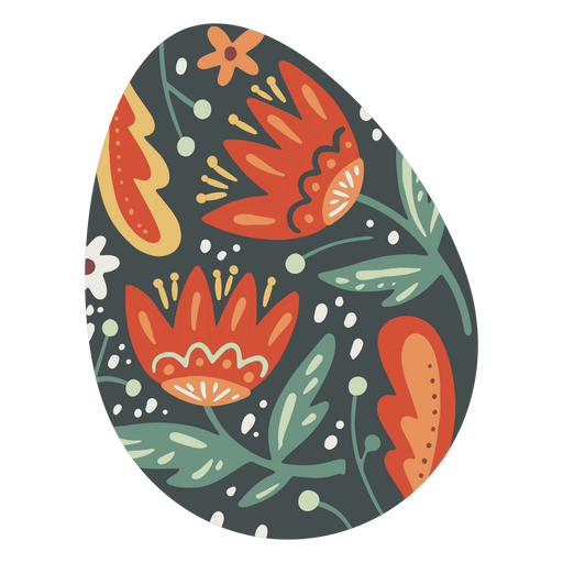 Easter egg flat floral PNG Design
