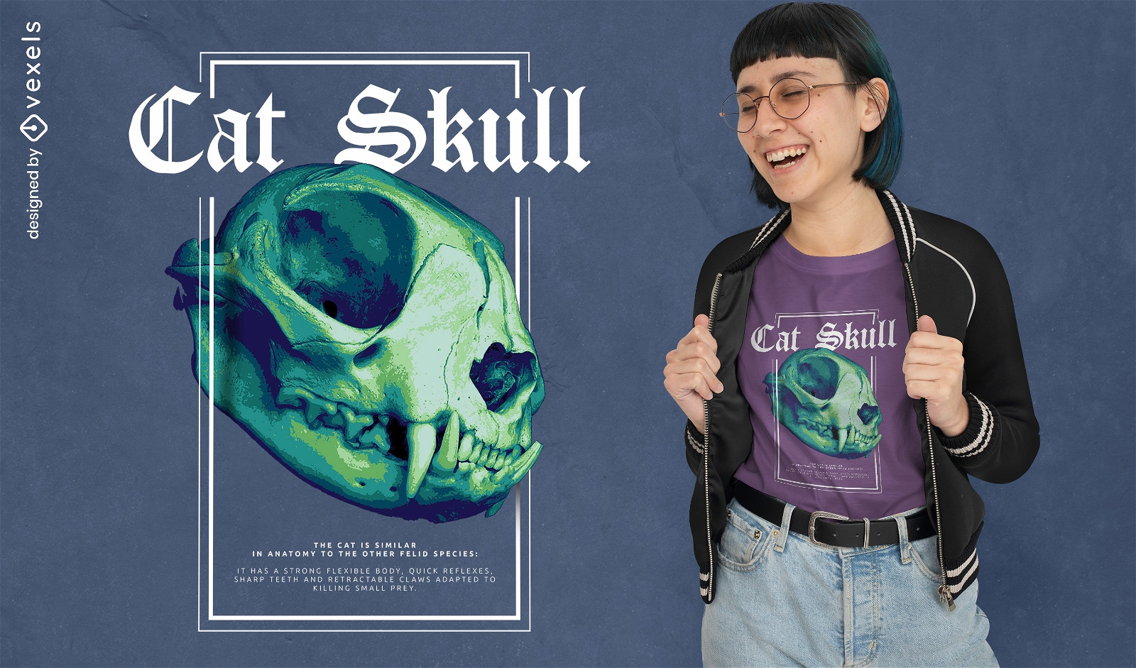 Wild cat animal skull 3D t-shirt psd