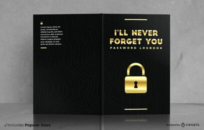 Golden lock password logbook book cover design
