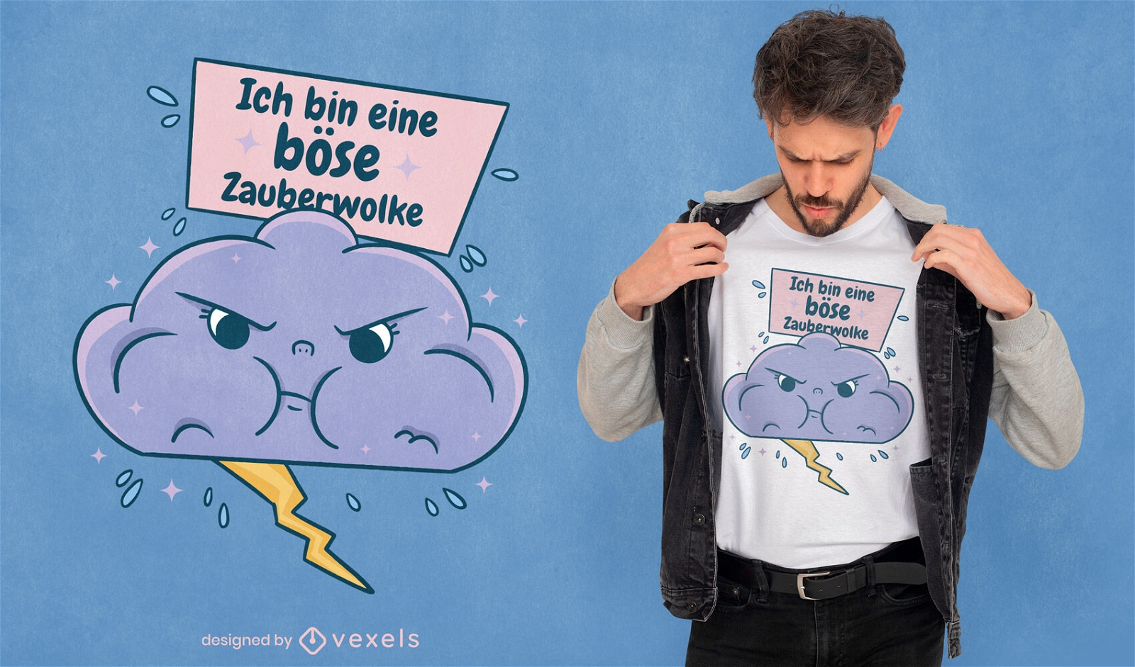 Wütendes Blitzwolken-T-Shirt-Design