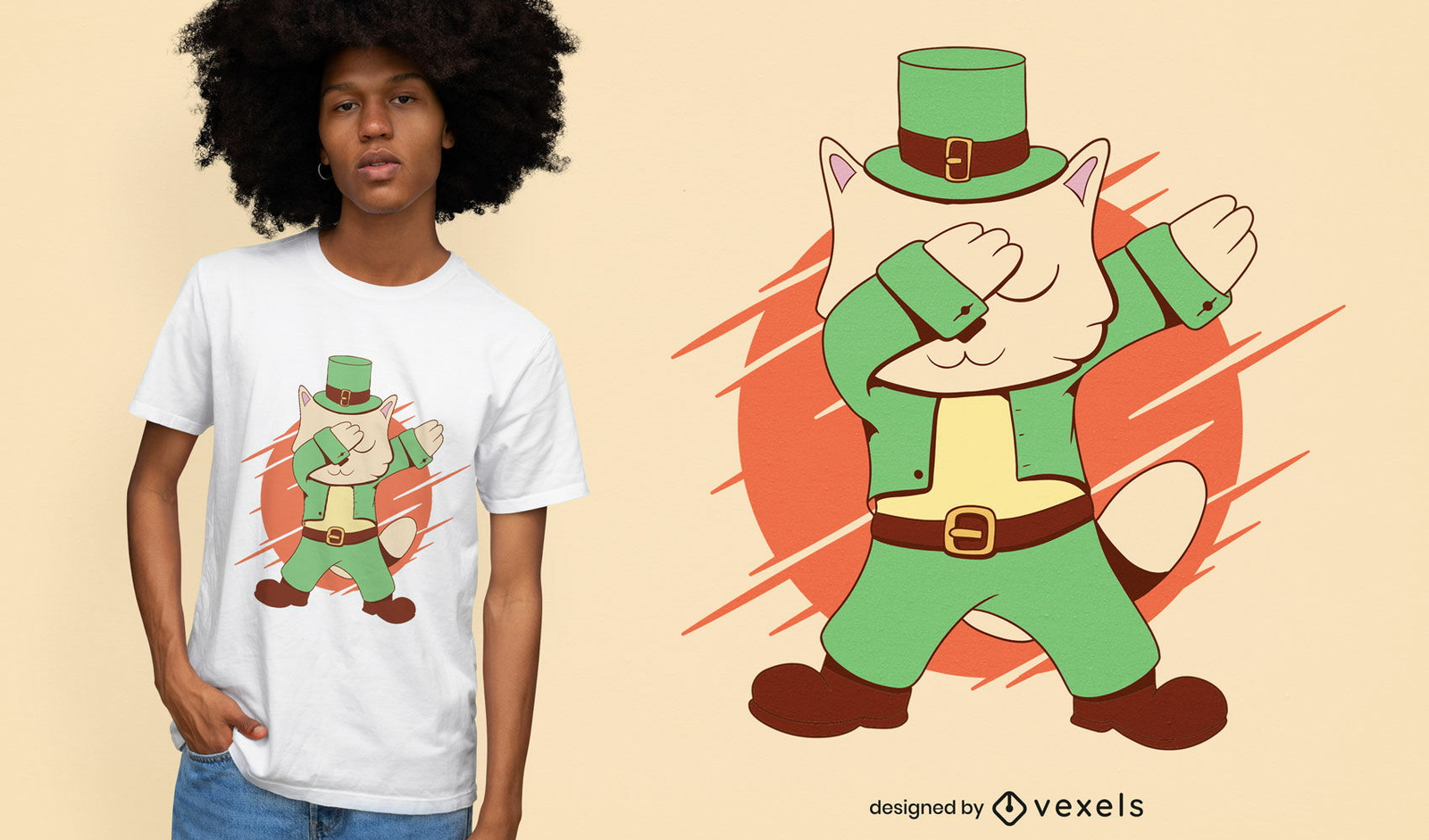 Diseño de camiseta de dabbing de gato de san patricio