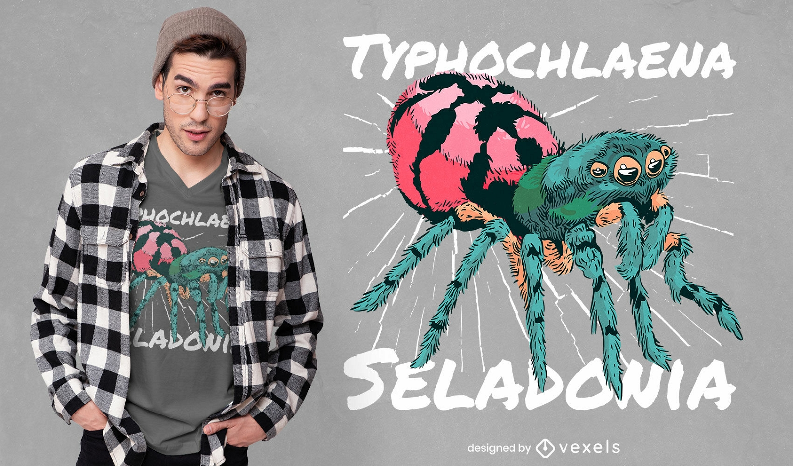 Realistic spider t-shirt design