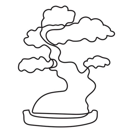 Linha contínua de bonsai da terra Desenho PNG