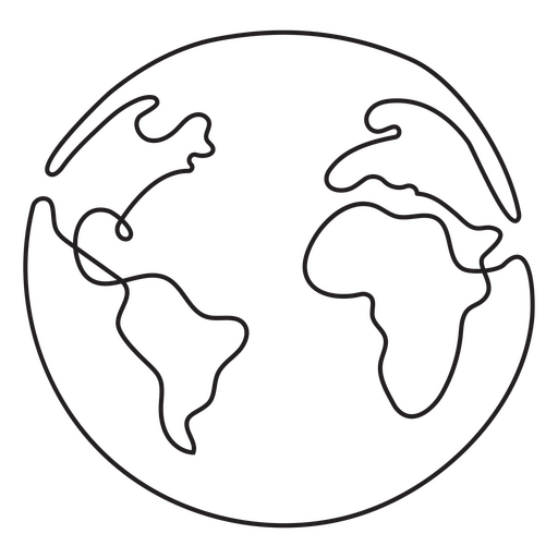 Planet Earth continuous line PNG Design