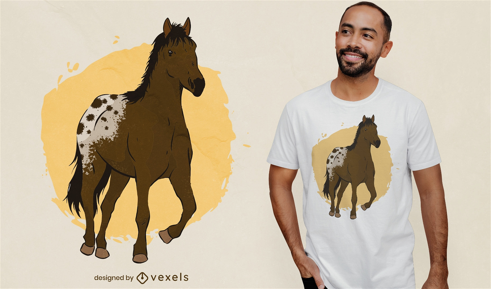 Design de camiseta de corrida de animais de fazenda de cavalos
