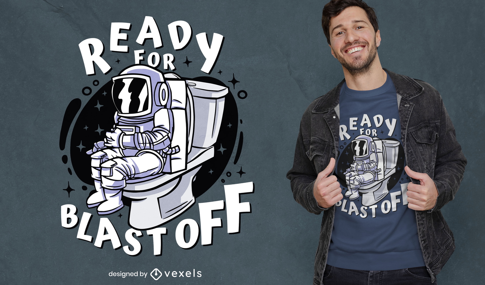 Design de camiseta de astronauta de banheiro engraçado