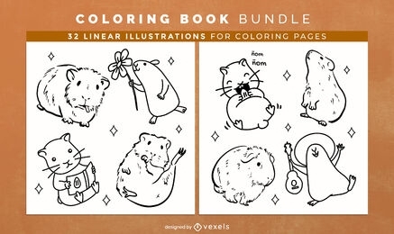 Páginas de design de livro de colorir de cobaia