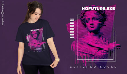 Glitch gerahmtes Statuen-T-Shirt-Design