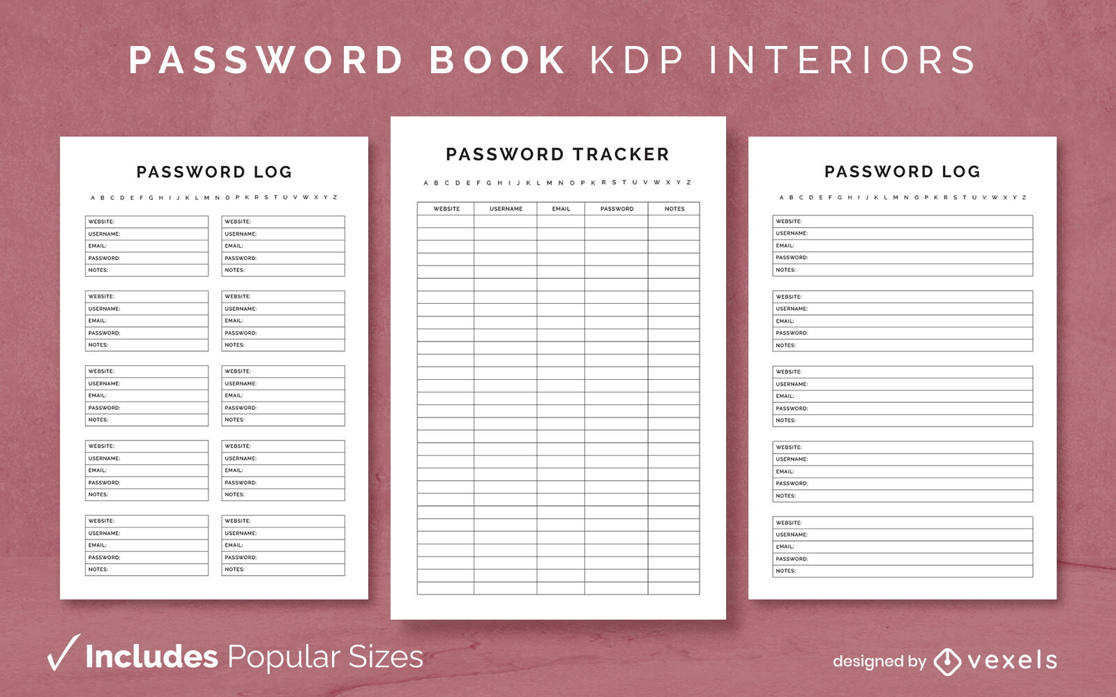 Password book simple kdp interior design