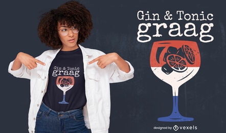 Bebida alcohólica de ginebra en diseño de camiseta de vidrio.