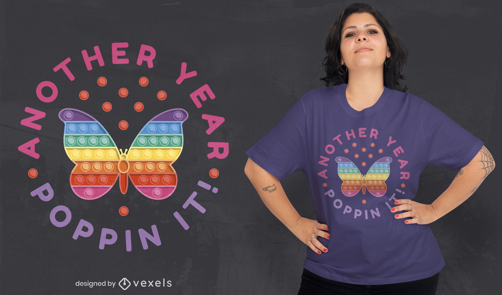 Design de camiseta de brinquedo de borboleta arco-?ris