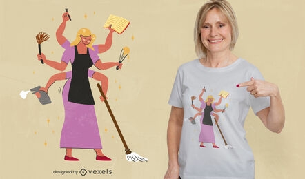 Woman multitasking t-shirt design