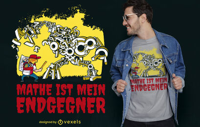 Niño peleando diseño de camiseta de monstruo de matemáticas
