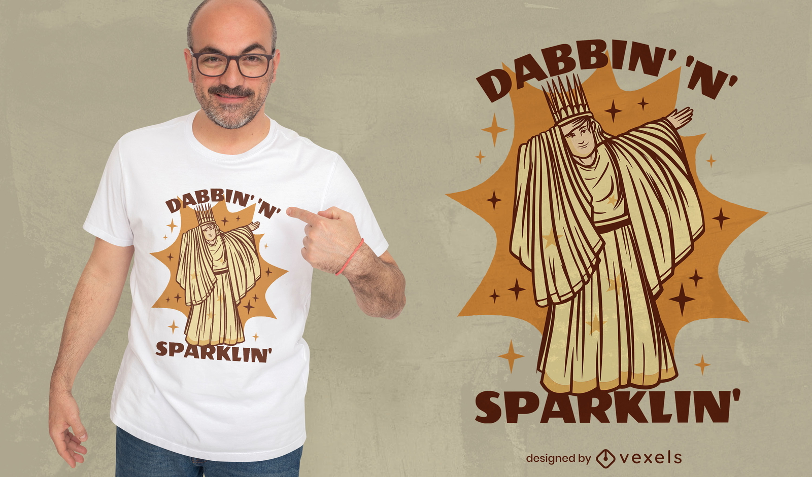 Rey en un diseño de camiseta de dabbing de túnica