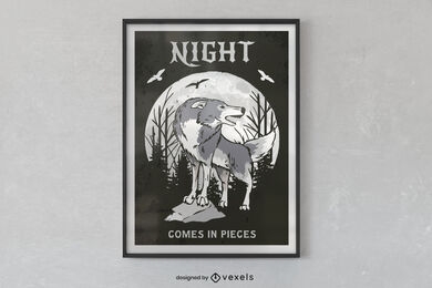 Night wolf poster design