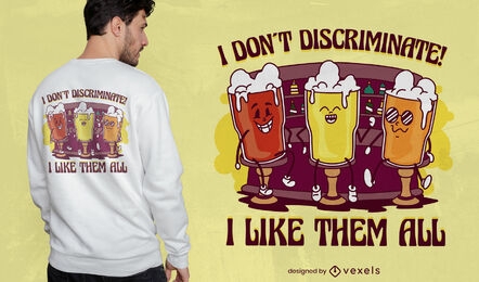 Diseño de camiseta de tazas de bebidas de cerveza feliz