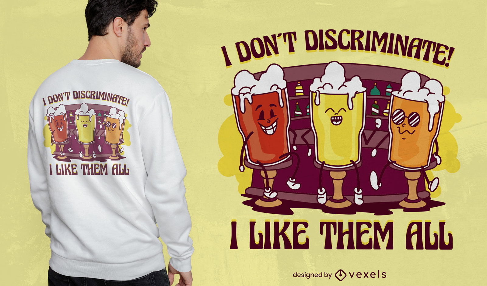 Design de camiseta de canecas de bebidas de cerveja feliz