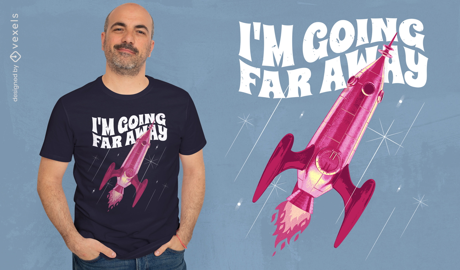 Design de camiseta com citação de viagem de foguete