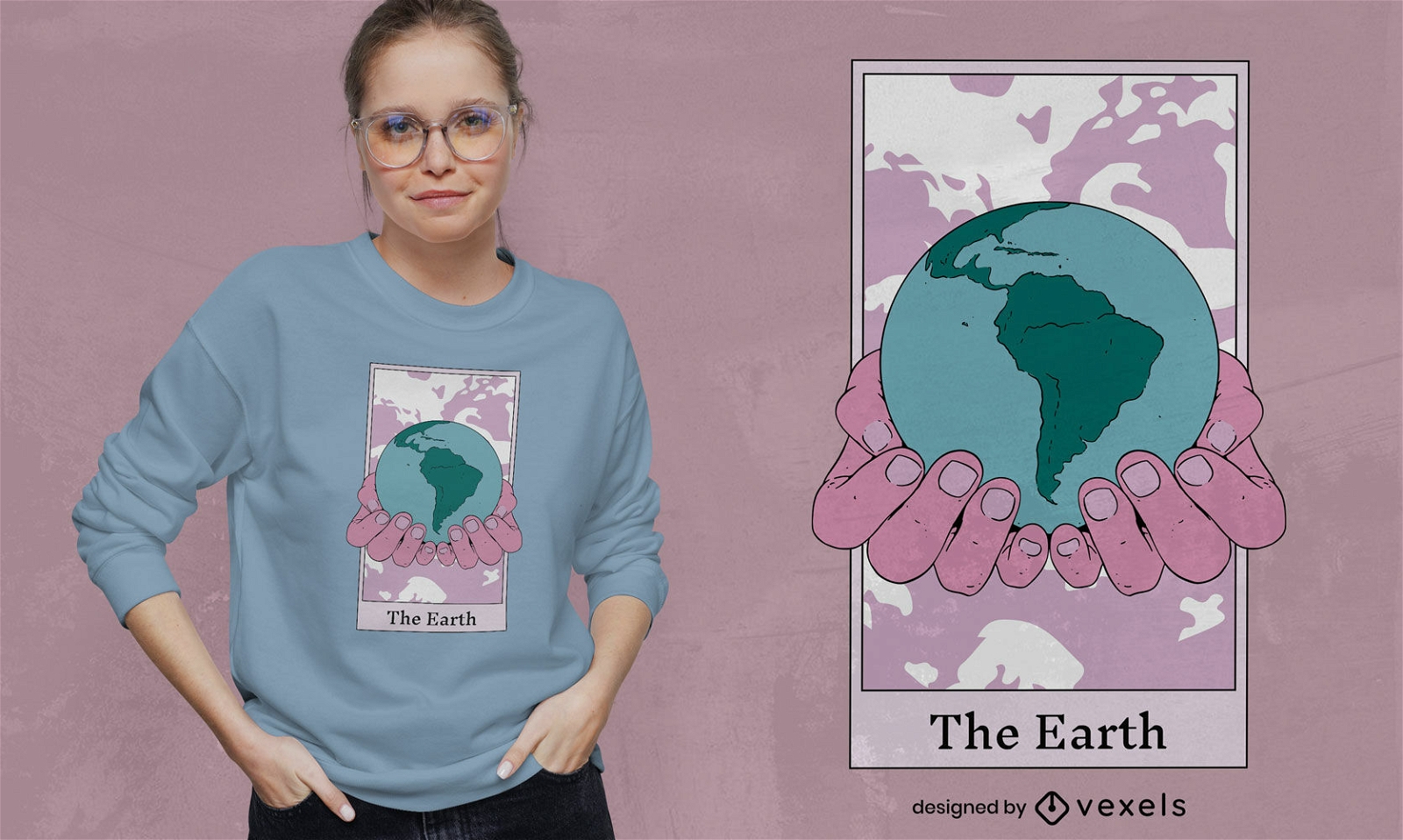 Tarjeta de tarot pastel el diseño de camiseta de la Tierra