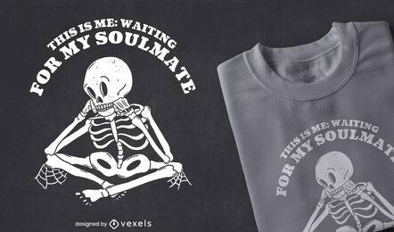 Esqueleto esperando por design de camiseta de amor