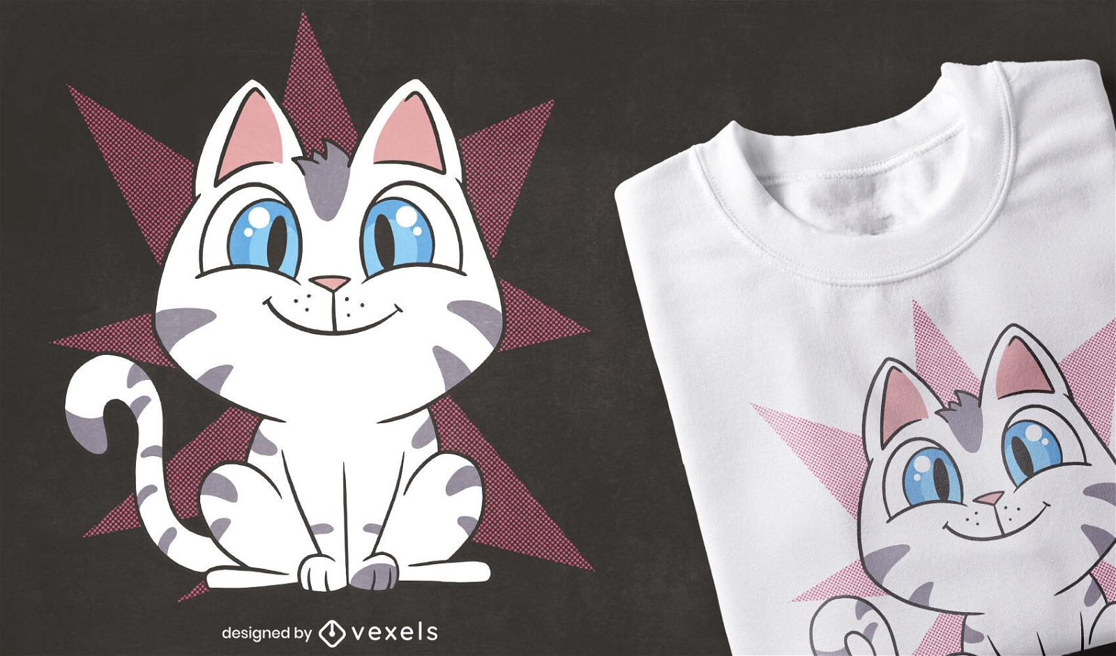 Diseño de camiseta de gatito de dibujos animados