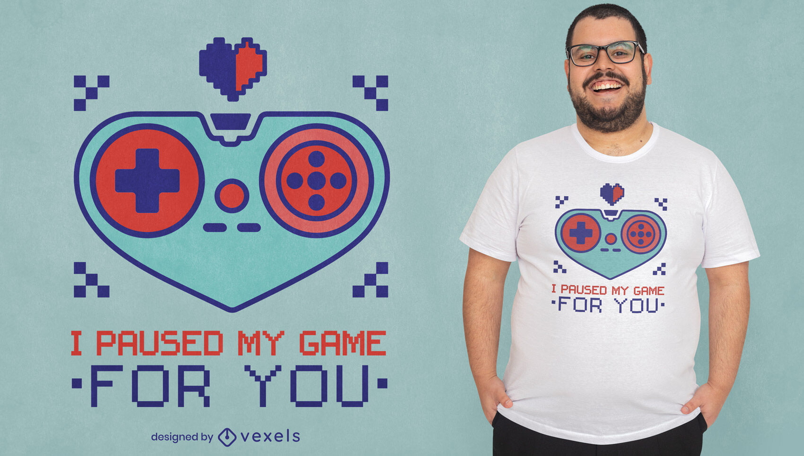 Pausé mi juego Diseño de camiseta del Día de San Valentín