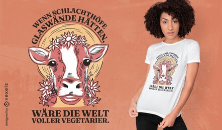 Diseño de camiseta de vaca vegetariana.