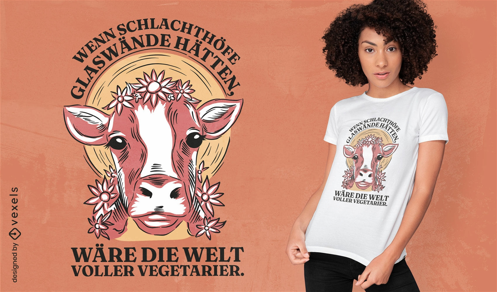 Design de camiseta de vaca vegetariana