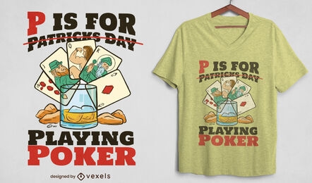 Patrick's Day playing poker t-shirt design