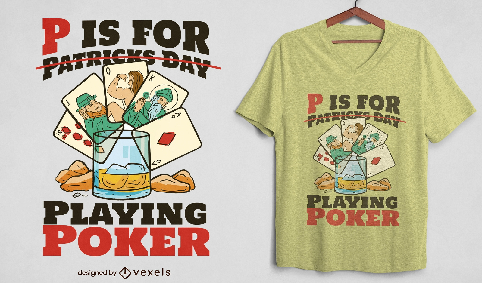 Patrick's Day playing poker t-shirt design