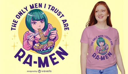 Anime girl eating ramen t-shirt design