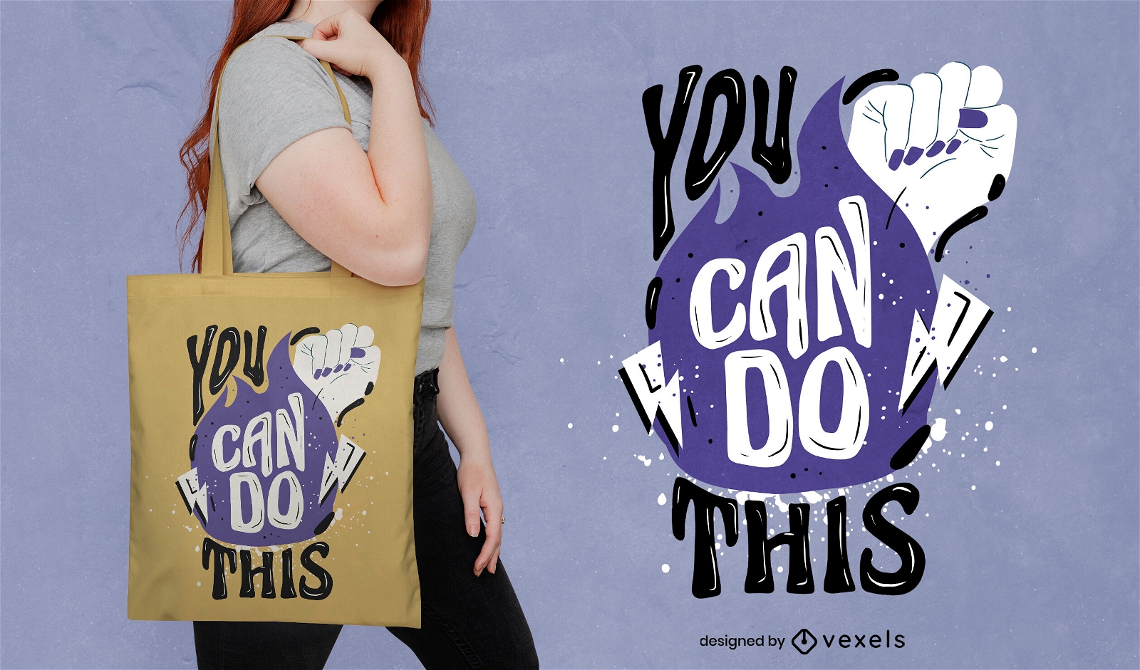 Feminist motivation tote bag design