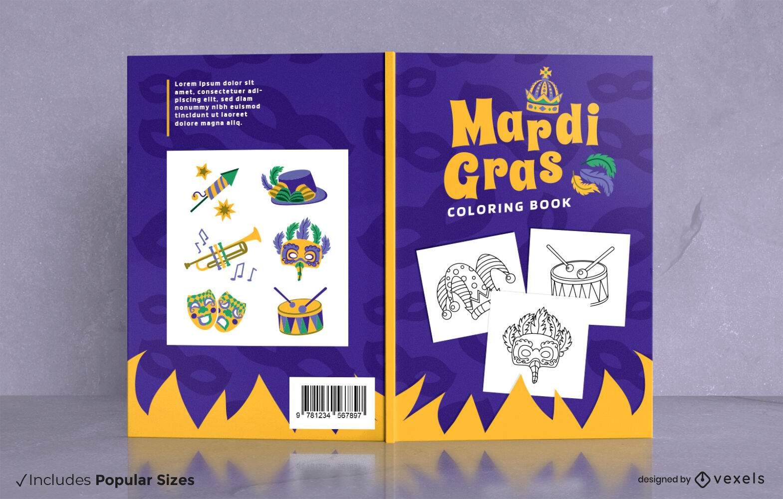 Mardi Gras elements book cover design