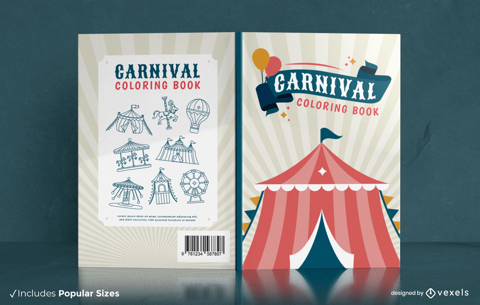 Design de capa de livro de colorir de carnaval