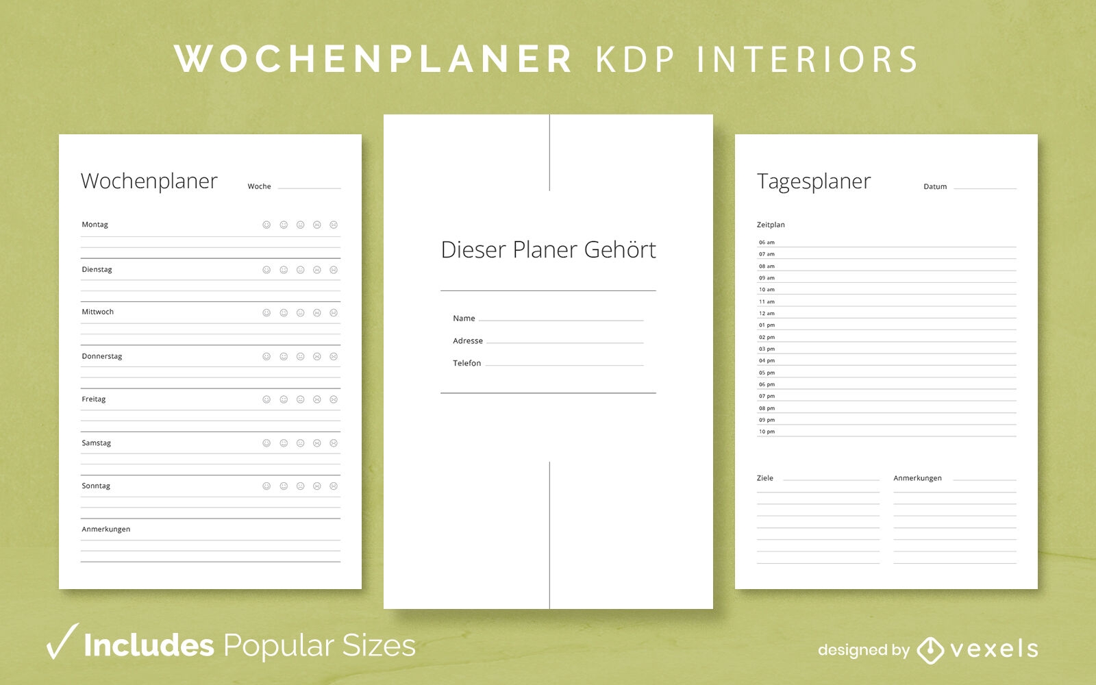 Plantilla de diseño de diario de planificador alemán 2022 KDP