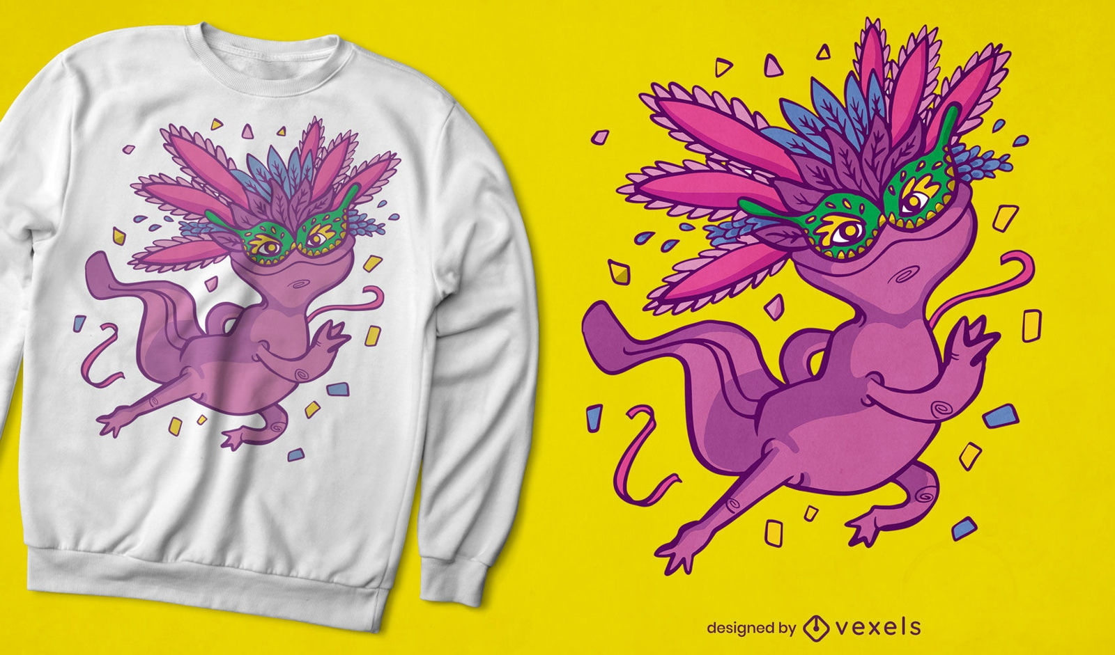 Mardi Gras axolotl t-shirt design