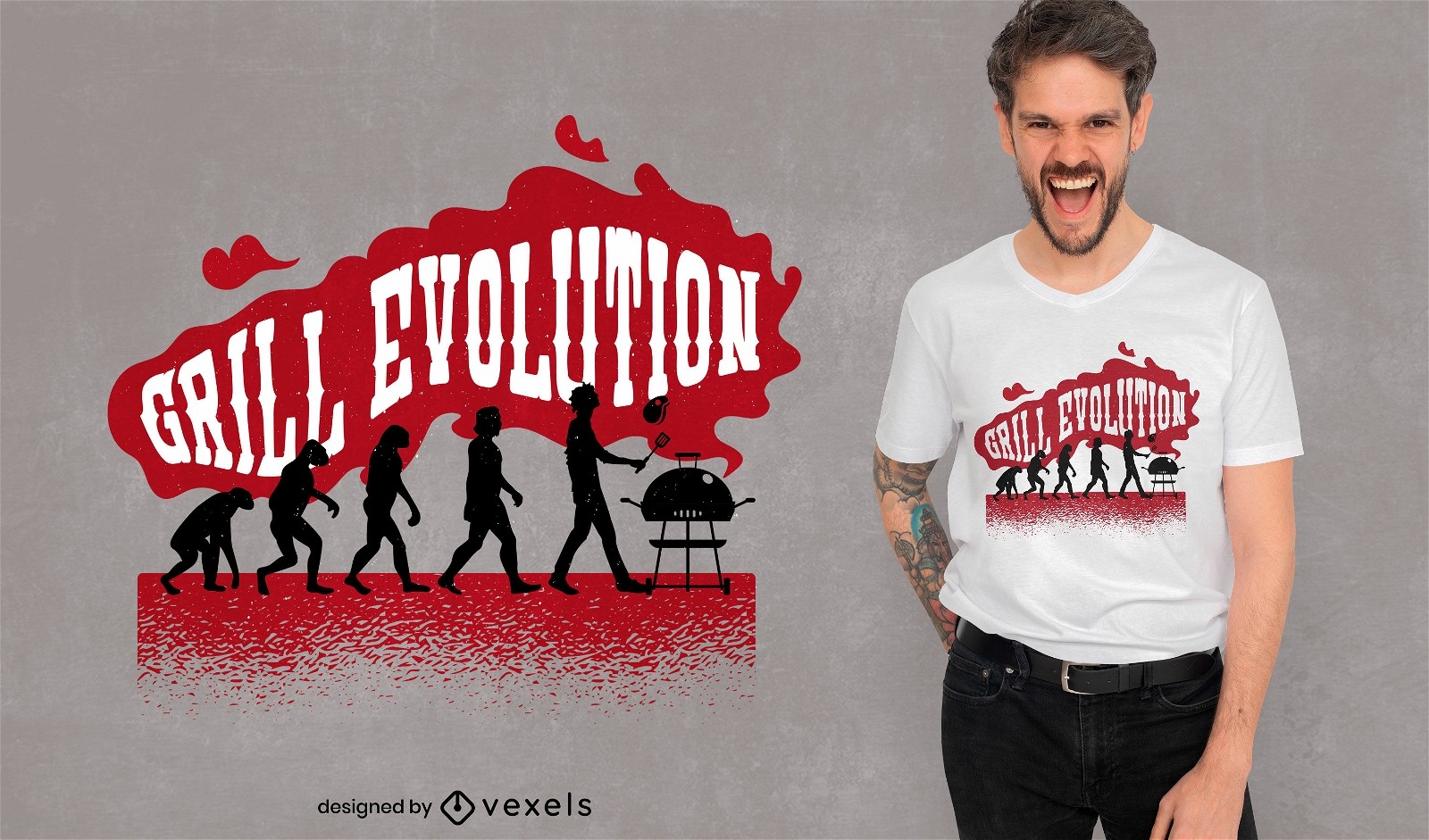 Dise?o de camiseta Grill Evolution.