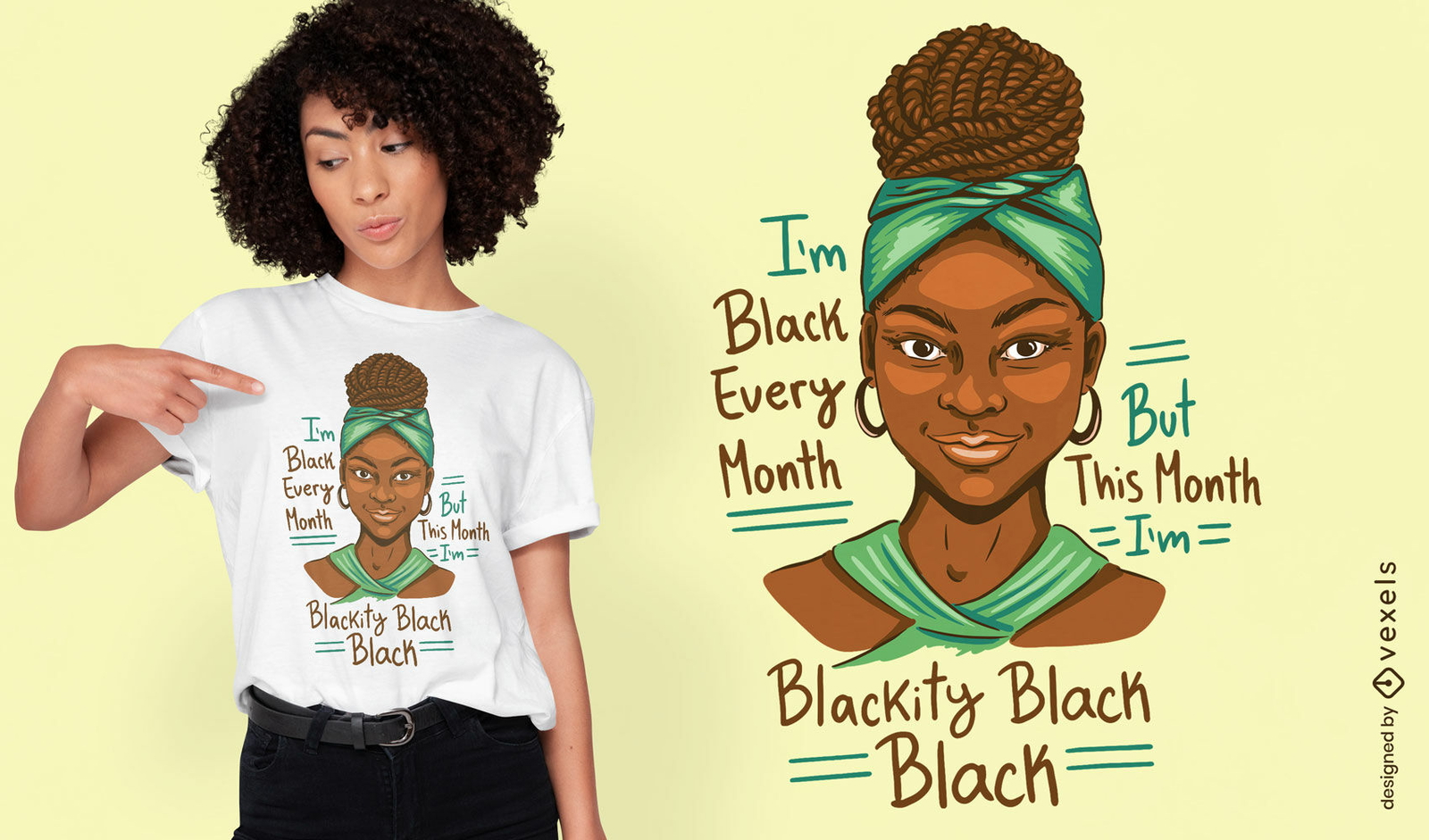 Garota do mês da história negra sorrindo design de camiseta