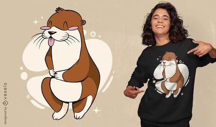 Design de camiseta de desenho animado de lontra fofa