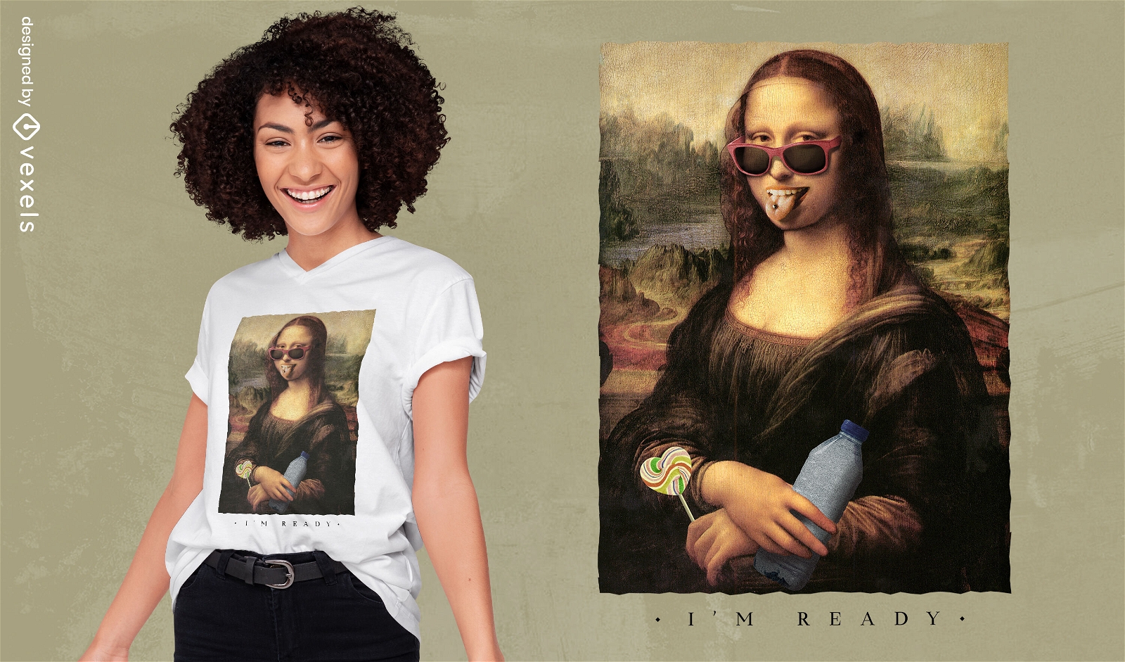 Design de camiseta PSD de festa moderna Mona Lisa