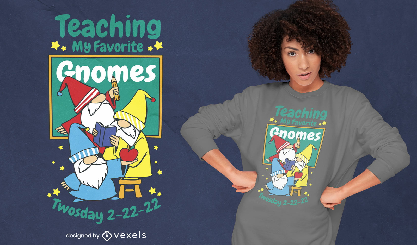 Twosday gnomes teaching t-shirt design