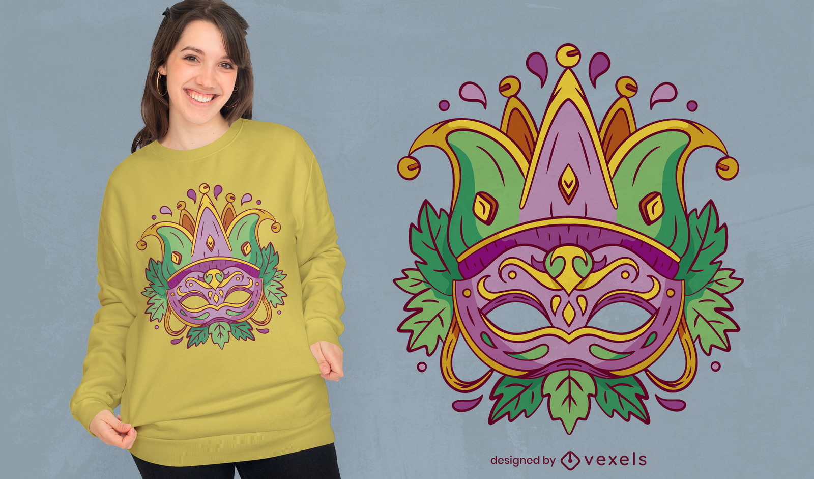 Design de t-shirt de máscara de fantasia de Mardi Gras