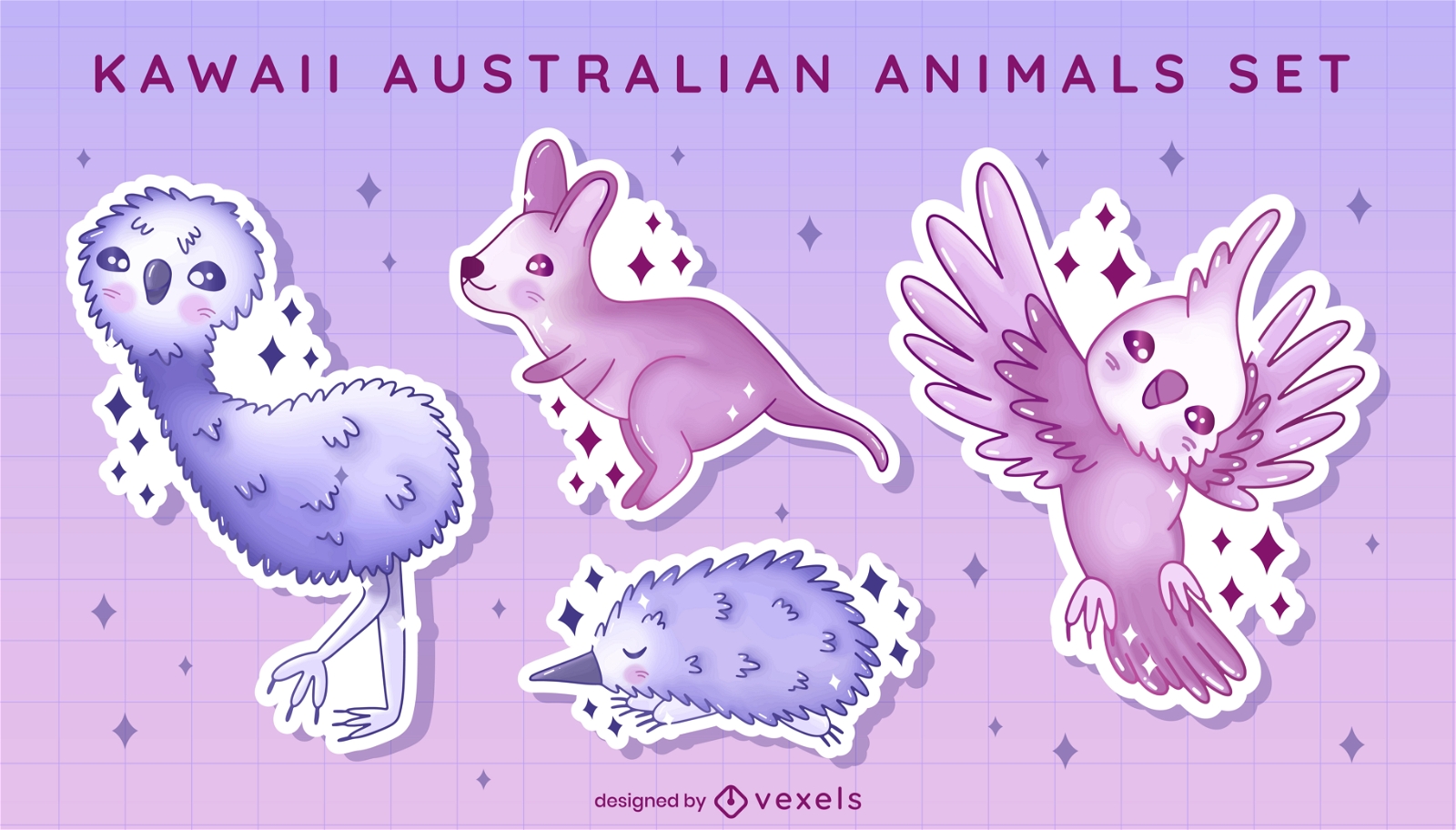 Conjunto de animales australianos kawaii